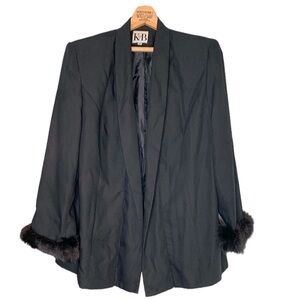 Stella Louise for K&B Black Faux Fur Sleeve Evening Blazer, in Women's Size 18